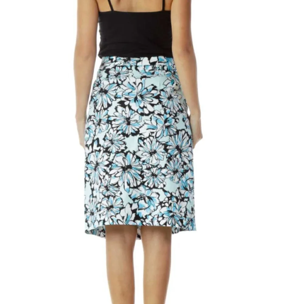 Jones New York Blue Black Flower Print Skirt - Picture 2 of 3